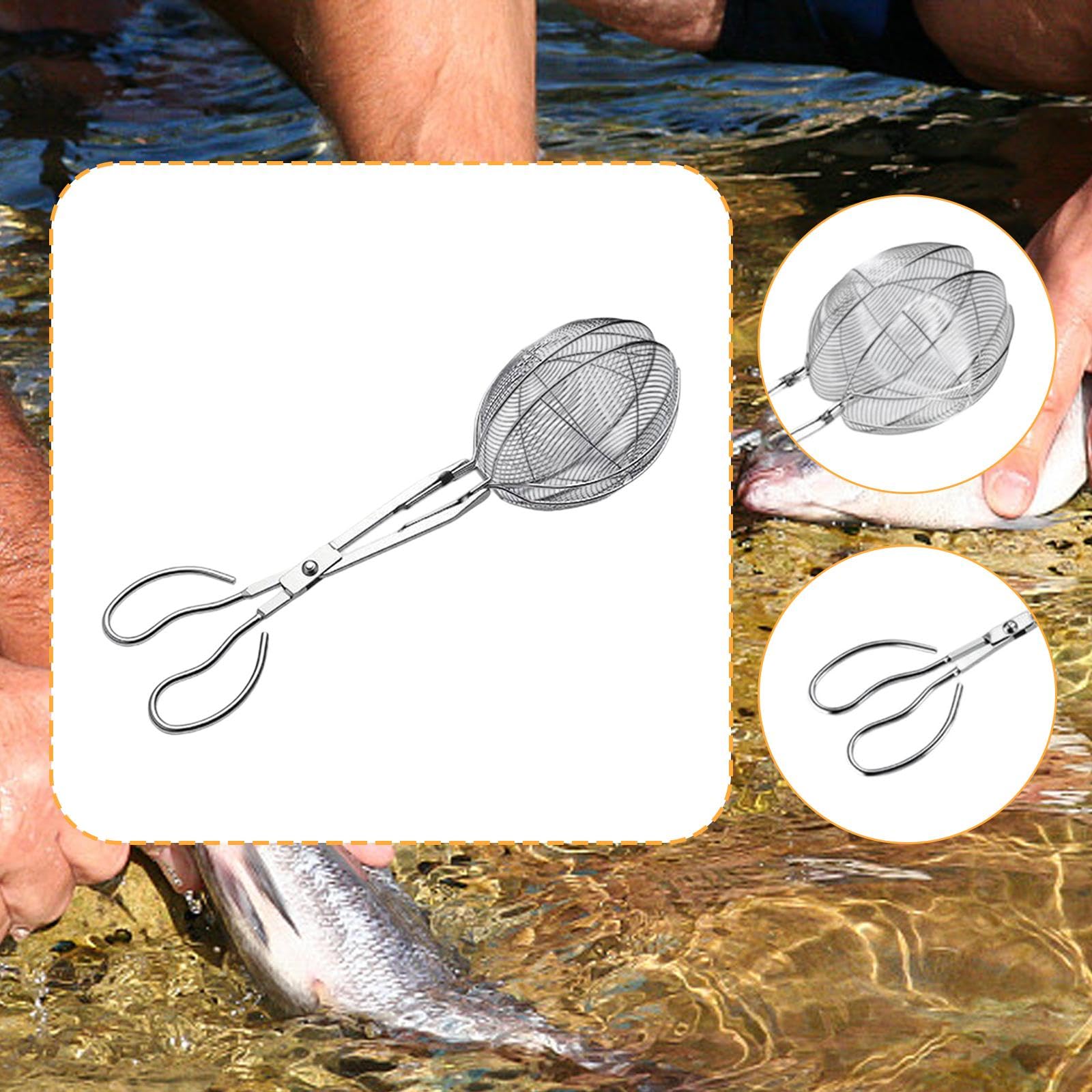 Fischzange Edelstahl Fischklammer Leicht Bedienbare Fischkontrollzange Verstärkte Struktur Praktisches Krabbenfangtool für Geschenk Angeltraining Pick