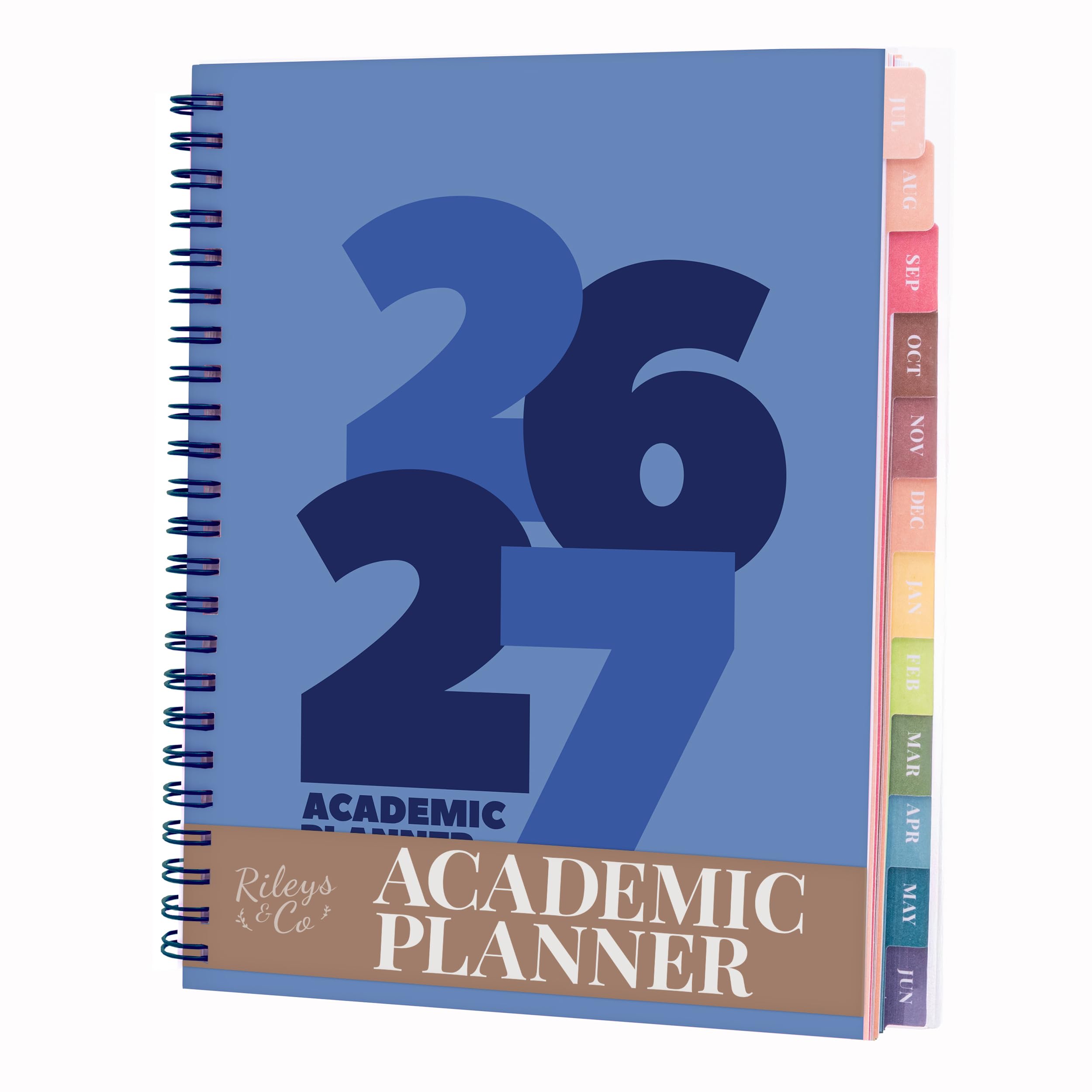 Rileys Academic Diary 2026-2027, Daily, Weekly & Monthly Planner, July 2026 - June 2027, Student Notes Pages, Twin-Wire Binding, Weekly Agenda for School & Work (20 x 15 cm, Blue, Chunky)