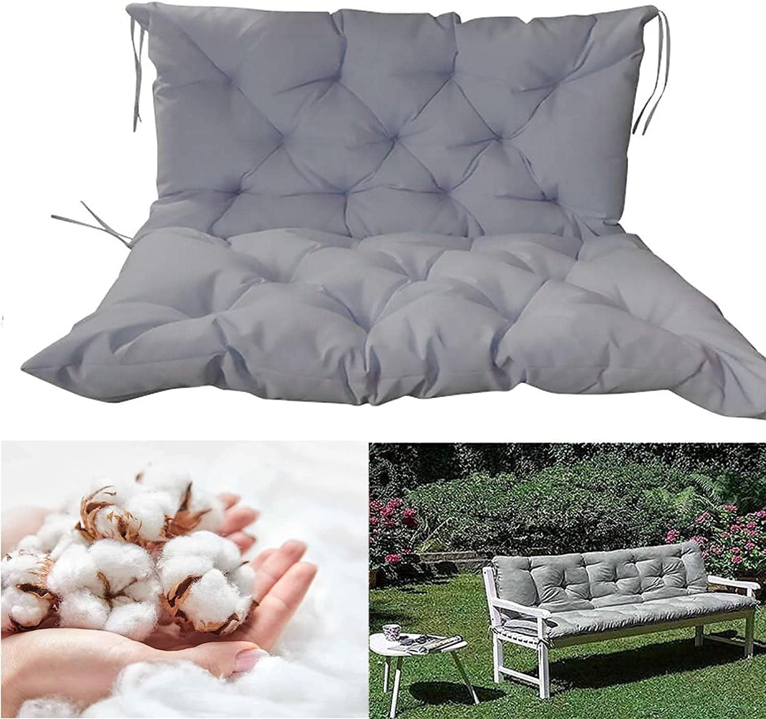 Outdoor Swing Cushion Set, Thick Garden Bench Seat Cushion