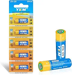 YKM Bateria 27A 12V A27 LR27A MN27 L828F Bateria alcalina de longa duração de 12 volts para porta de garagem campainha de alarme de carro controle remoto pacote com 5