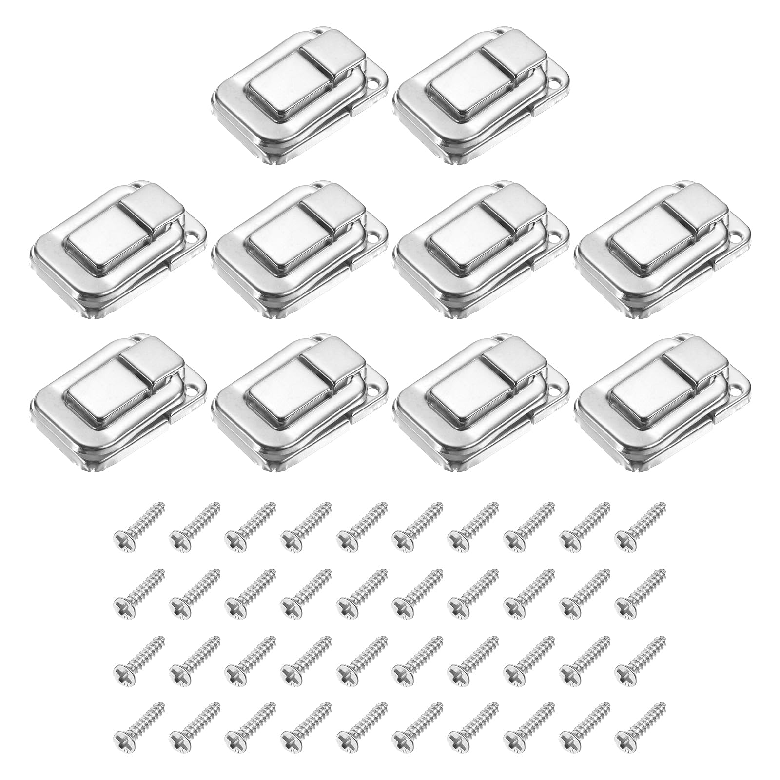 Loquet à bascule en fer uxcell (4,8x3,2 cm) - Lot de 10 fermoirs argentés pour boîtes