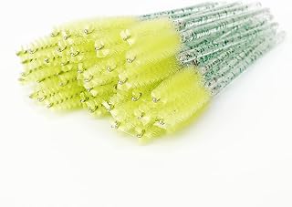 i-Laesh 100 Pcs Crystal Eyelash Brush Mascara Wands Disposable Eyebrow/Lash Brushes for Eyelashes Extensions Eye Makeup Kit Lashes Applicator Tool Spoolies (Crystal Green)