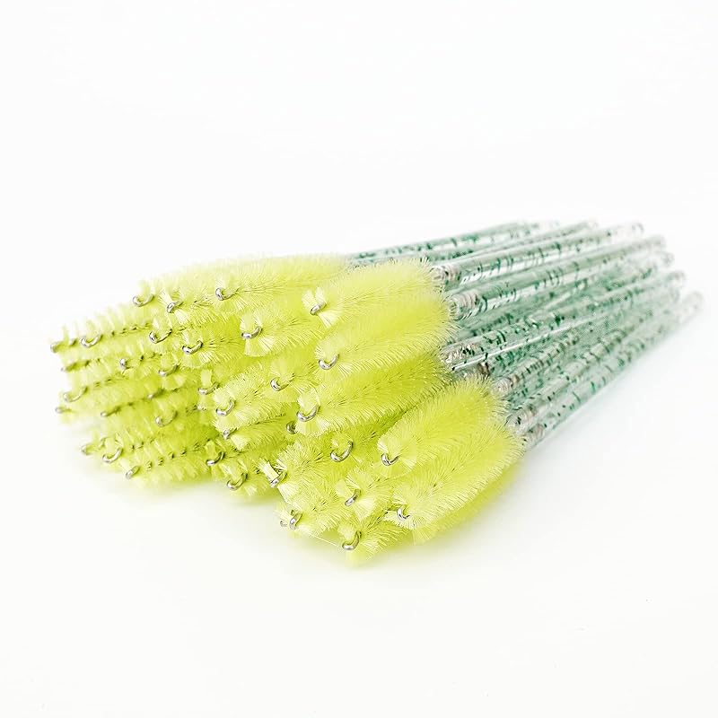 i-laesh 100 escovinhas descartáveis para cílios e sobrancelhas, cabo Crystal Green