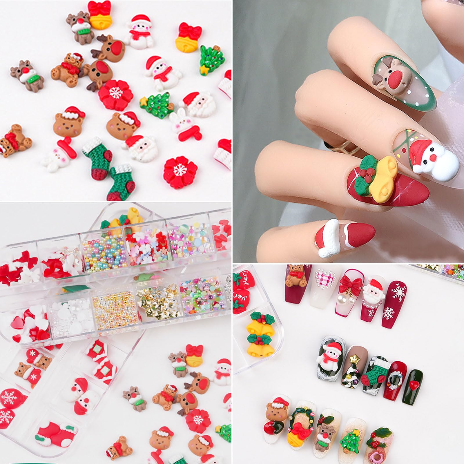 Amazon | クリスマス ネイルパーツ 3ケース入り 3D 立体 可愛い サンタ