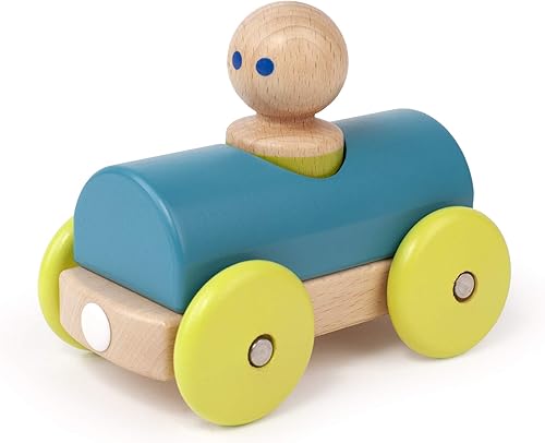 Juego de bloques de construcción magnéticos Tegu Racer de 3 piezas, color verde azulado