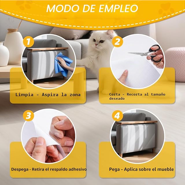 Foto 4 de 7 de Protector Sofa Gatos Arañazo Transparente, 24 Piezas Antiarañazos Gatos Sofa Autoadhesiva