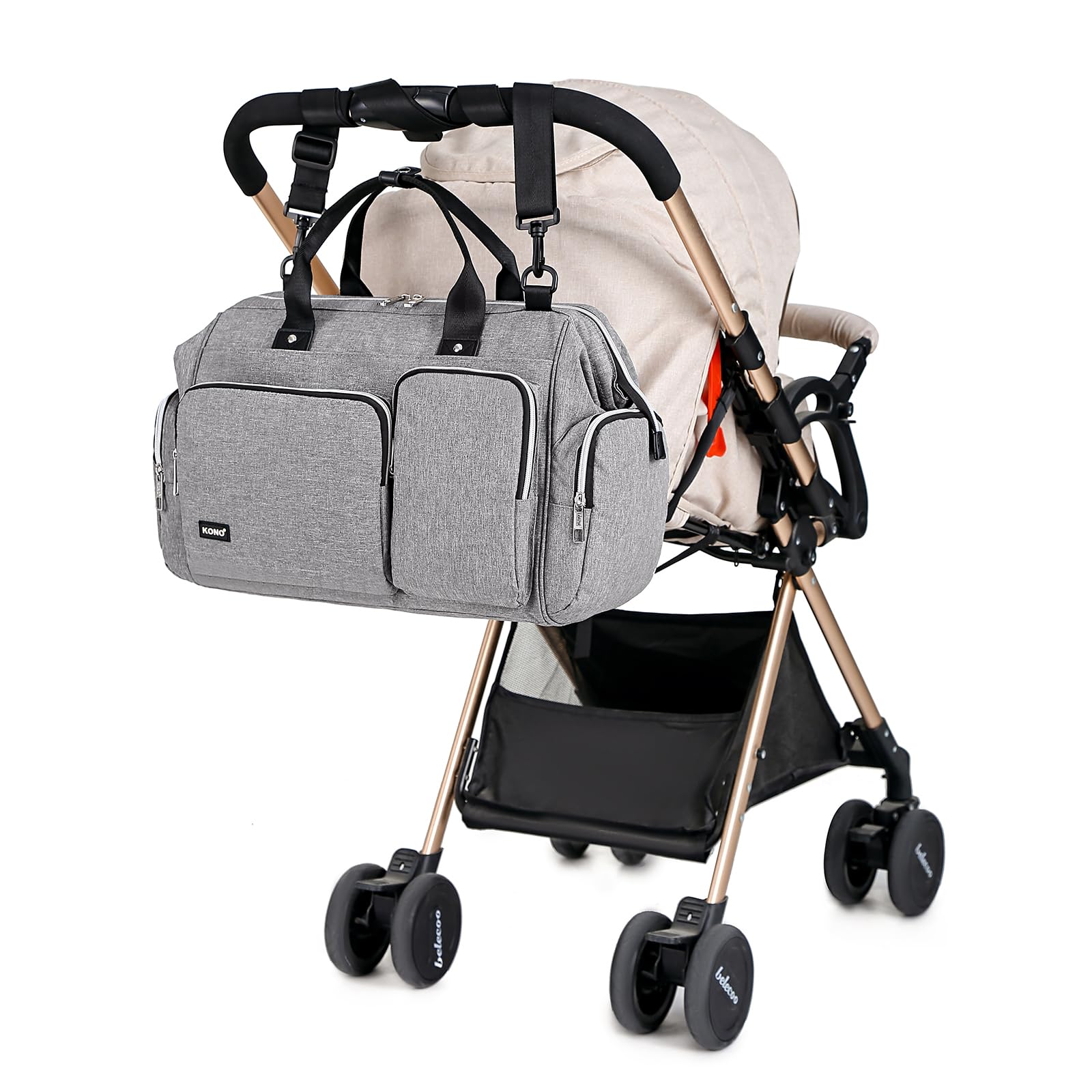 KONO Borsa per pannolini per mamma e papà, grande borsa da viaggio con fasciatoio