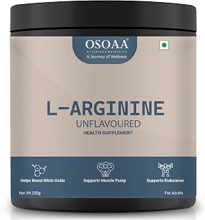OSOAA L-Arginine Powder Supplement 3000mg | Pre-Workout for Men & Women | Boosts Energy & Performance | Unflavoured - 250g Price In India