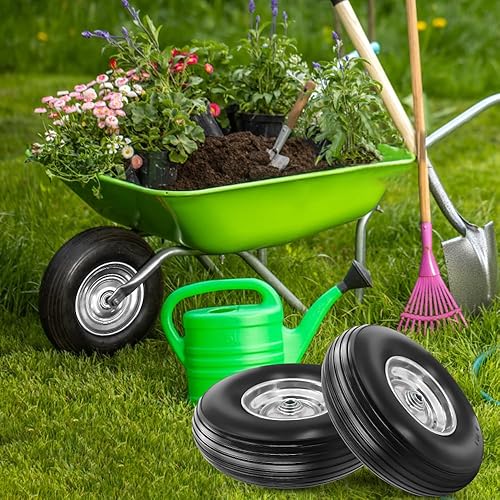 Miniatura 2 de Neumático y rueda sólidos sin planos de 13 × 4.00-6 pulgadas con rodamientos de 34 y 58 de 1.75 a 6 pulgadas para carrito de patio, carrito de