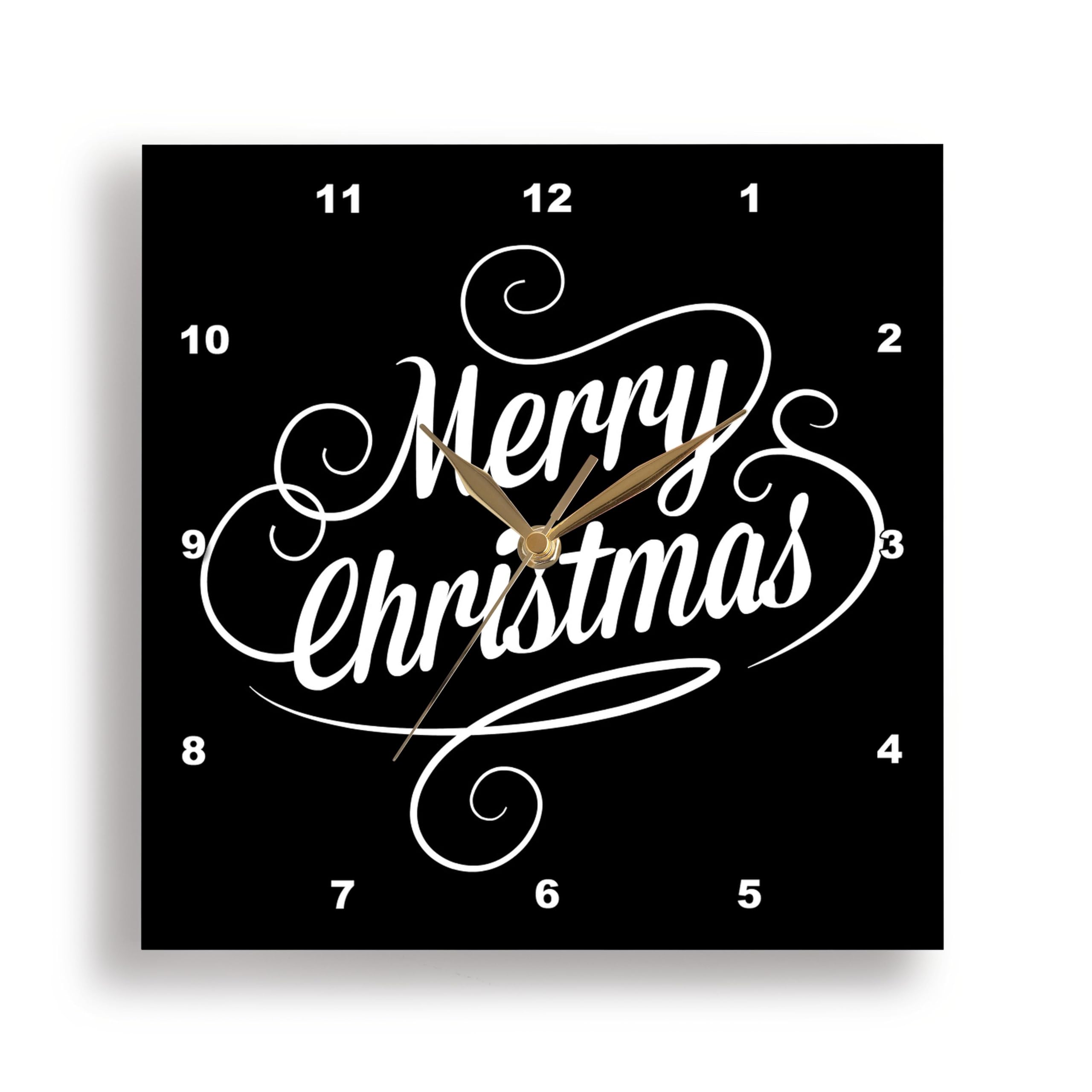Horloge murale Merry Christmas 3dRose en aluminium de 33x33 cm, le cadeau idéal pour Noël