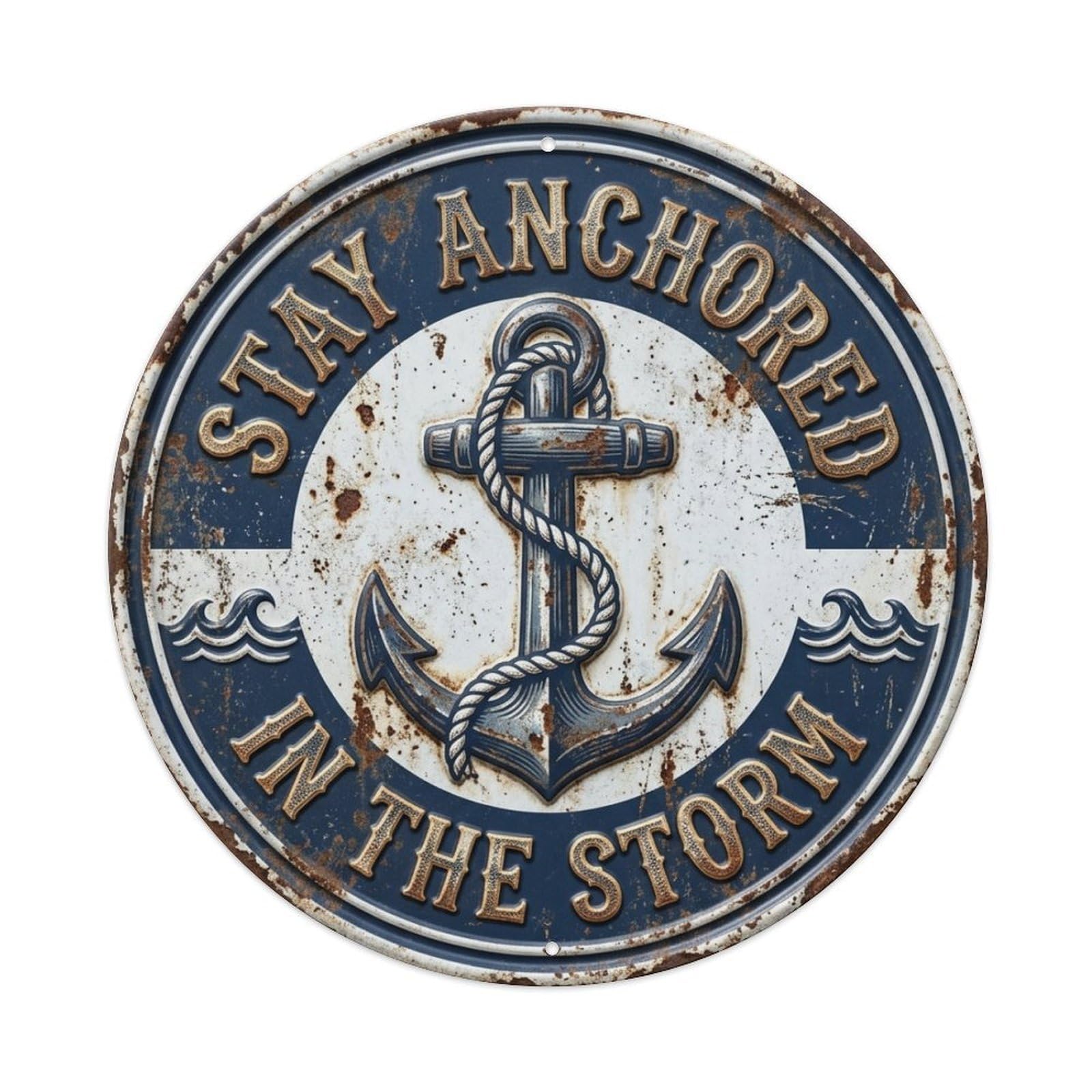 Anchor Nautical Bathroom Vintage Metal Tin Sign Plaque Wall Decor for Cafe, Club Bar, Office, Garden Metal Poster 8x8Inch