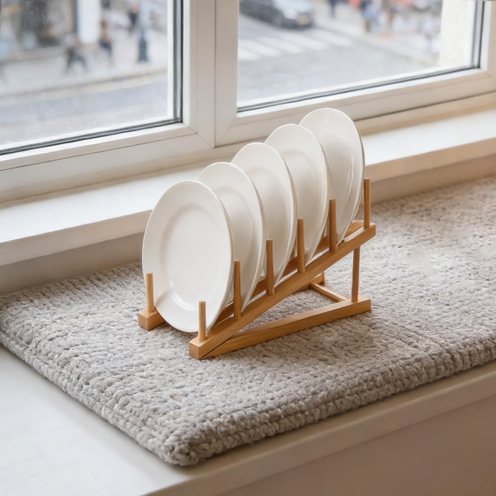Porte-assiettes en bois pour présentation