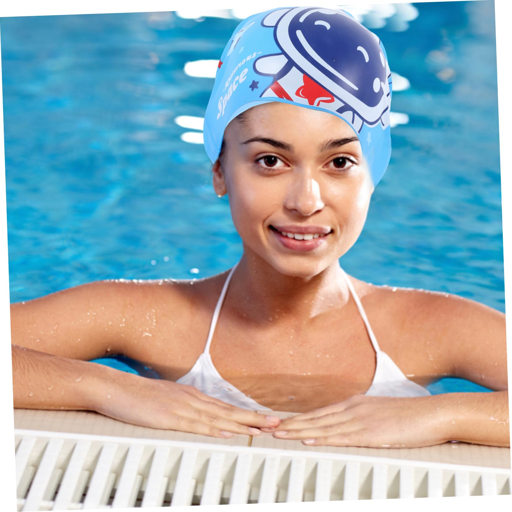 Kisangel Badekappe aus Silikon für Schwimmbrille für Erwachsene gießen schwimmkappe für badekappen für -Badekappen für Mädchen Badekappe für Kleinkinder Blue