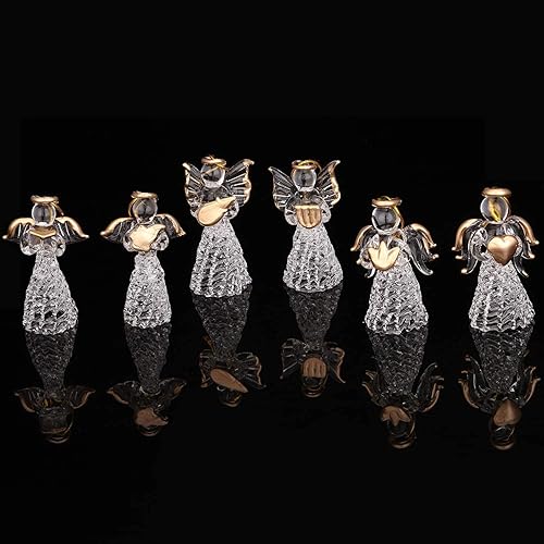 Miniatura 5 de 12 adornos colgantes de ángel de cristal para árbol de Navidad, colgantes de cristal transparente para decoración de fiestas de Navidad, regalo