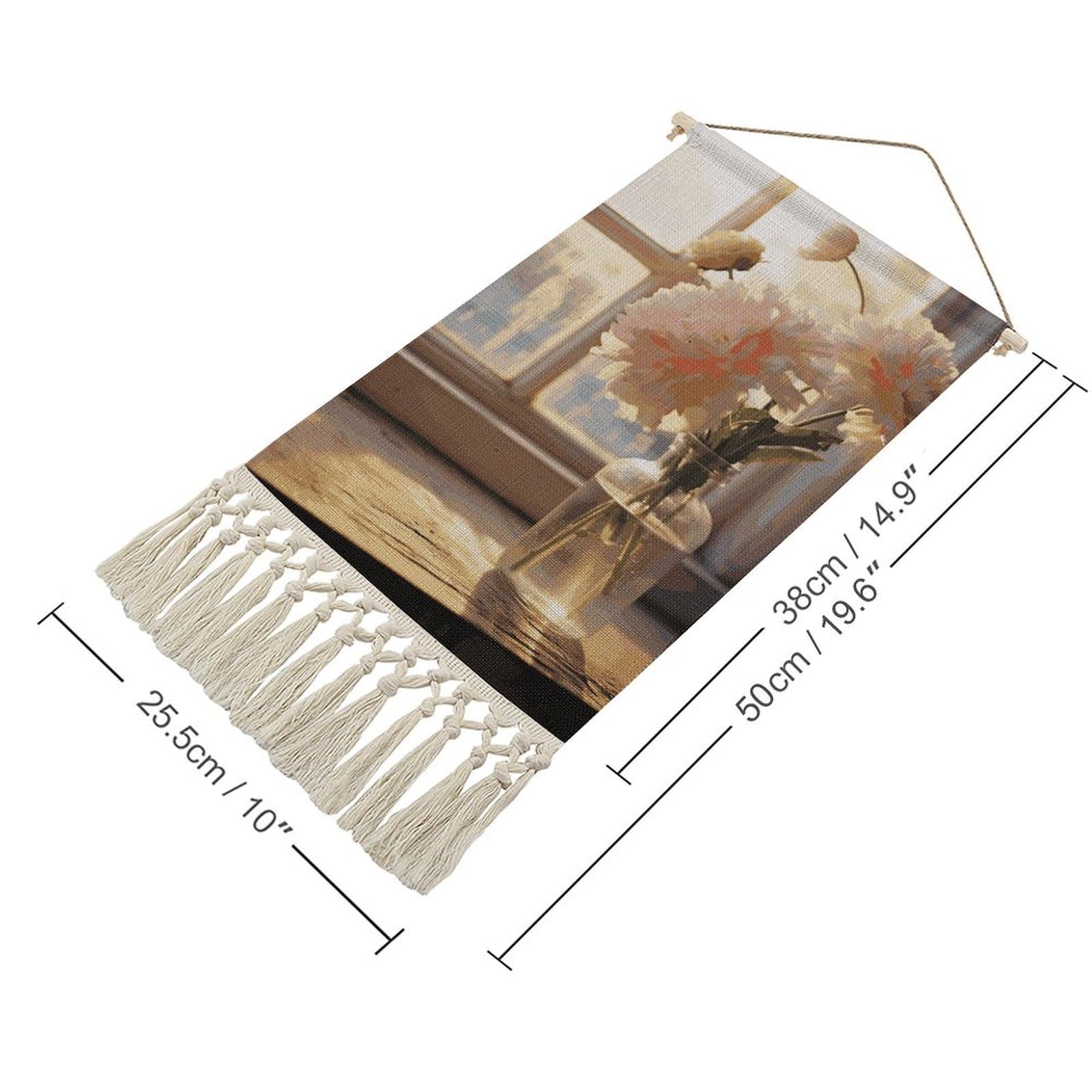Tapis Porte-fenêtre Ancien à Suspendre, 3 Mètres, Style Bohème, Pompons Décoratifs
