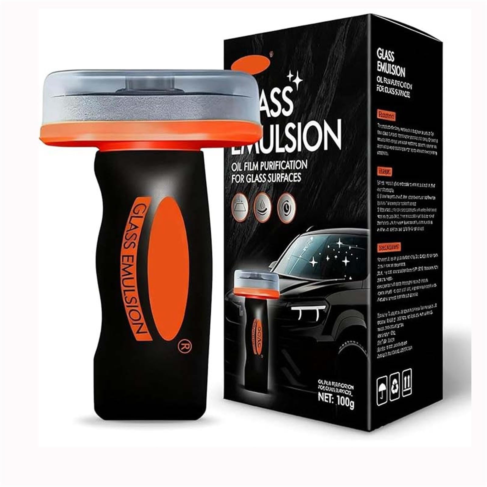 Hand-Held Glass Emulsion Cleaner, Oil Film Remover for Car Windshields and Windows, Car Windshield Oil Film Remover, Automotive Glass Oil Film Cleaning Brush, for Car Windows, Mirrors Surfaces (1PC) - 1