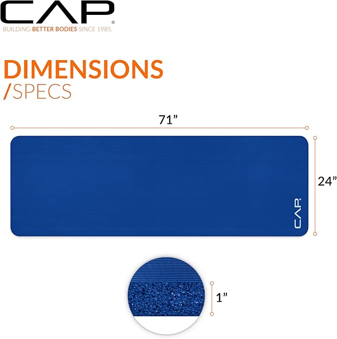 Esterilla de ejercicio de espuma densa CAP Barbell 1 pulg azul miniatura 4