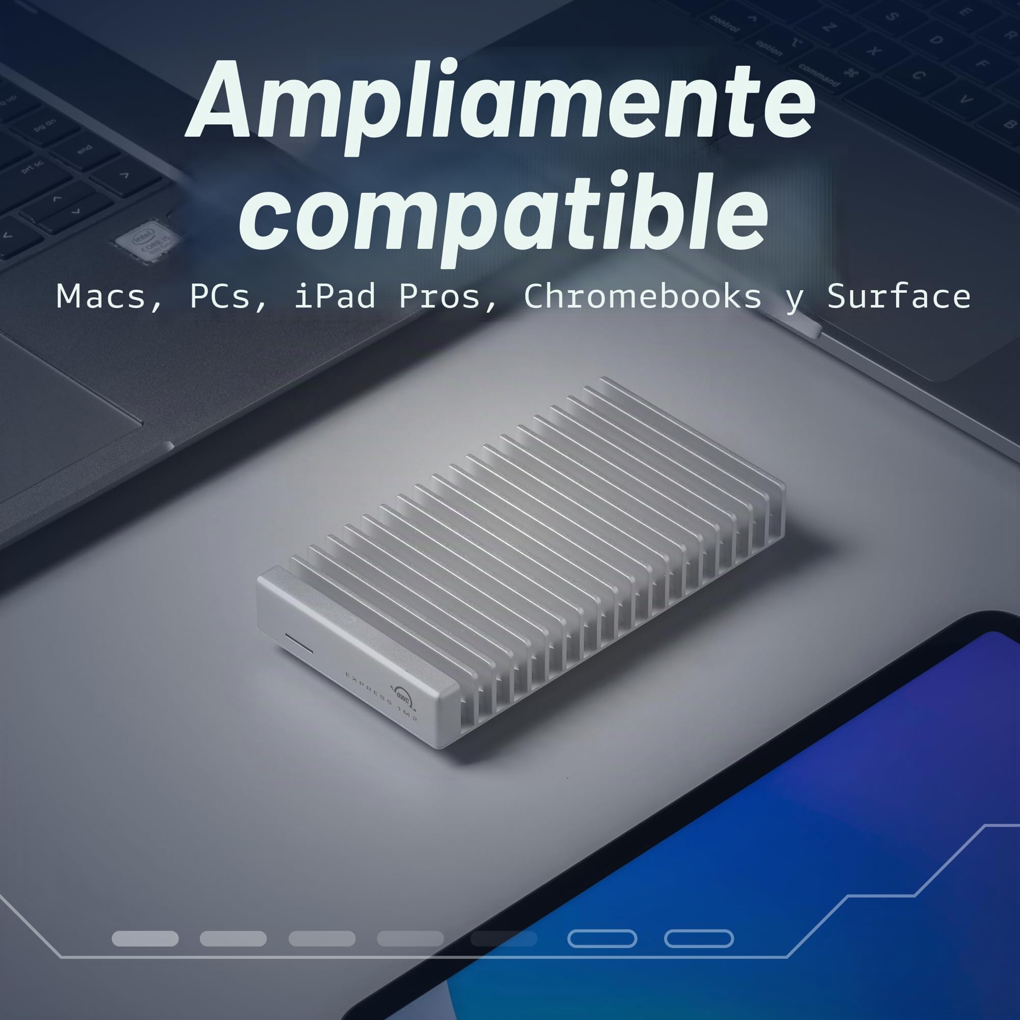 OWC 0TB Express 1M2 USB4 (80 GB/s) con alimentación por Bus NVMe SSD External Storage Solution (Solo Carcasa)