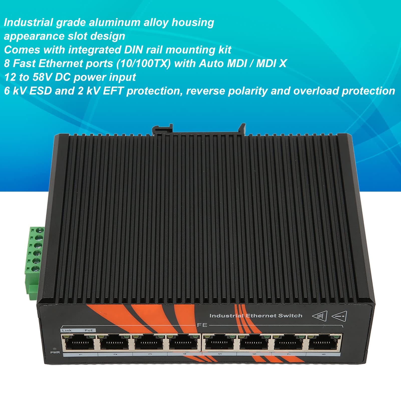 Industrial Ethernet Switches 8 Port Unmanaged for Intelligent