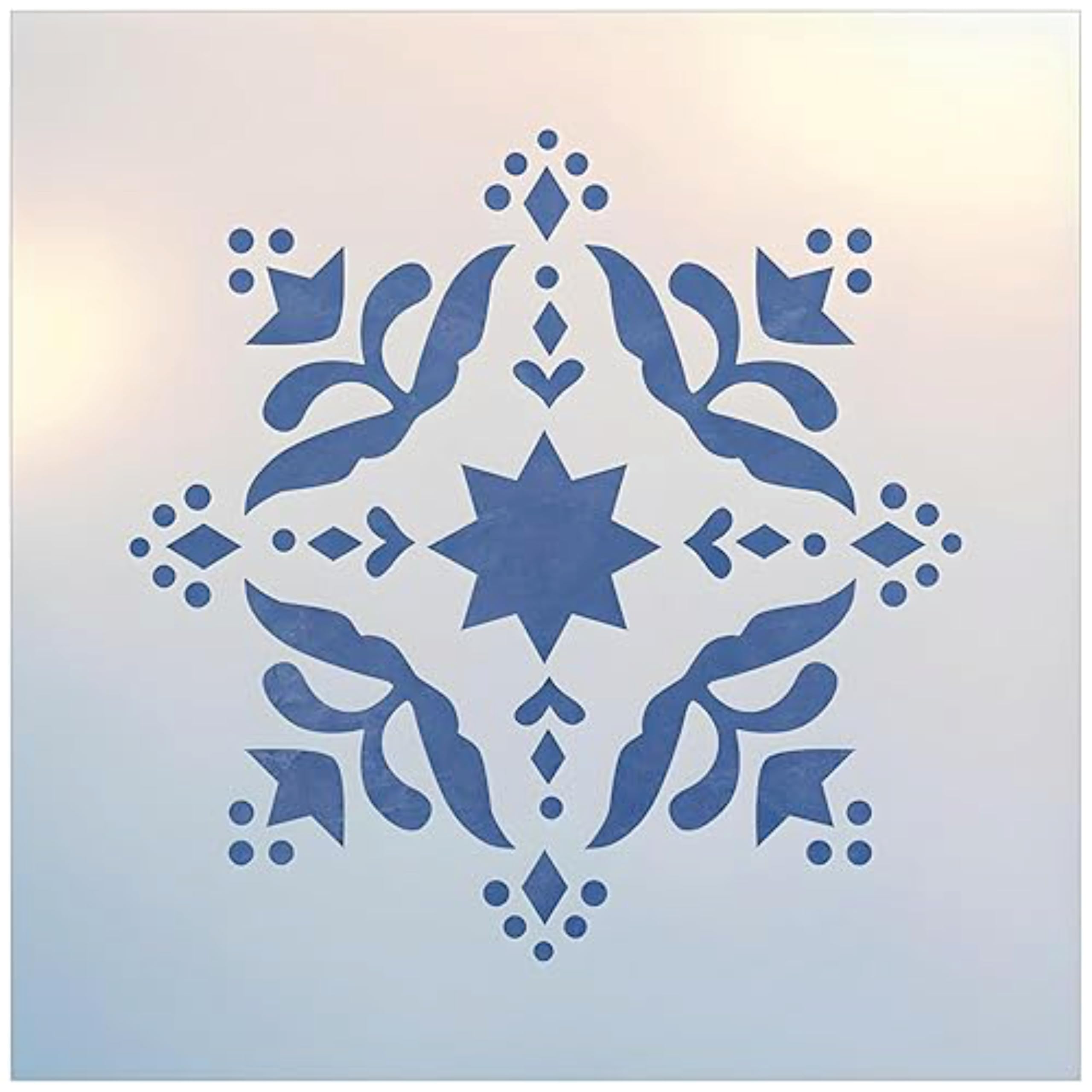 Folk Art Motif 2 Stencil - 7.5" x 7.5" Reusable Colonial Folk Art Stencil Template for DIY Signs, Home Décor, Craft Projects, Furniture Painting, Wall Art, 10 mil Mylar Plastic - The Artful Stencil