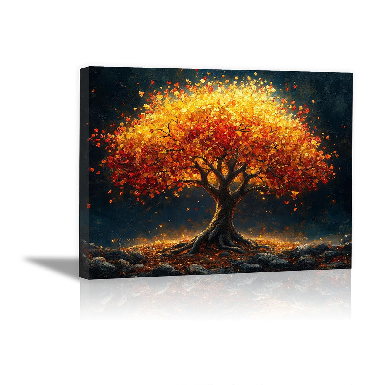 TODOAA Cuadro Arbol Abstracto Lienzo Nórdico Cuadros Hermosos árboles en otoño Decoracion Salon Lienzo, Dormitorios Para Comedor Oficina Pasillo Cocina Y Baño（Amarillo 1-50x70cm Enmarcado