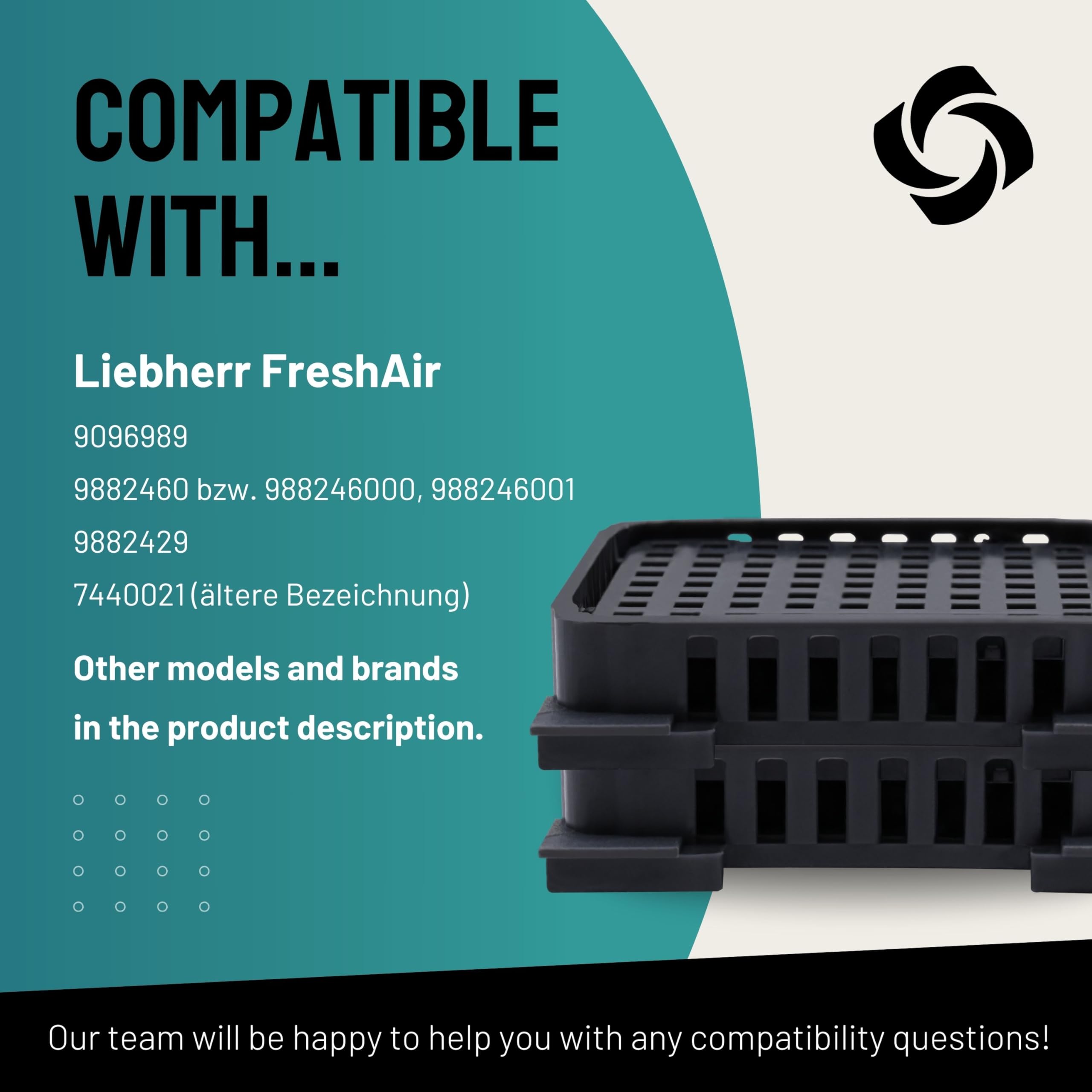 FilterBase® Fresh Air Filter voor Liebherr koelkast, 1 stuks, actieve koolfilter, compatibel met 9096989, 9882460, 988246000 en 7440021-00