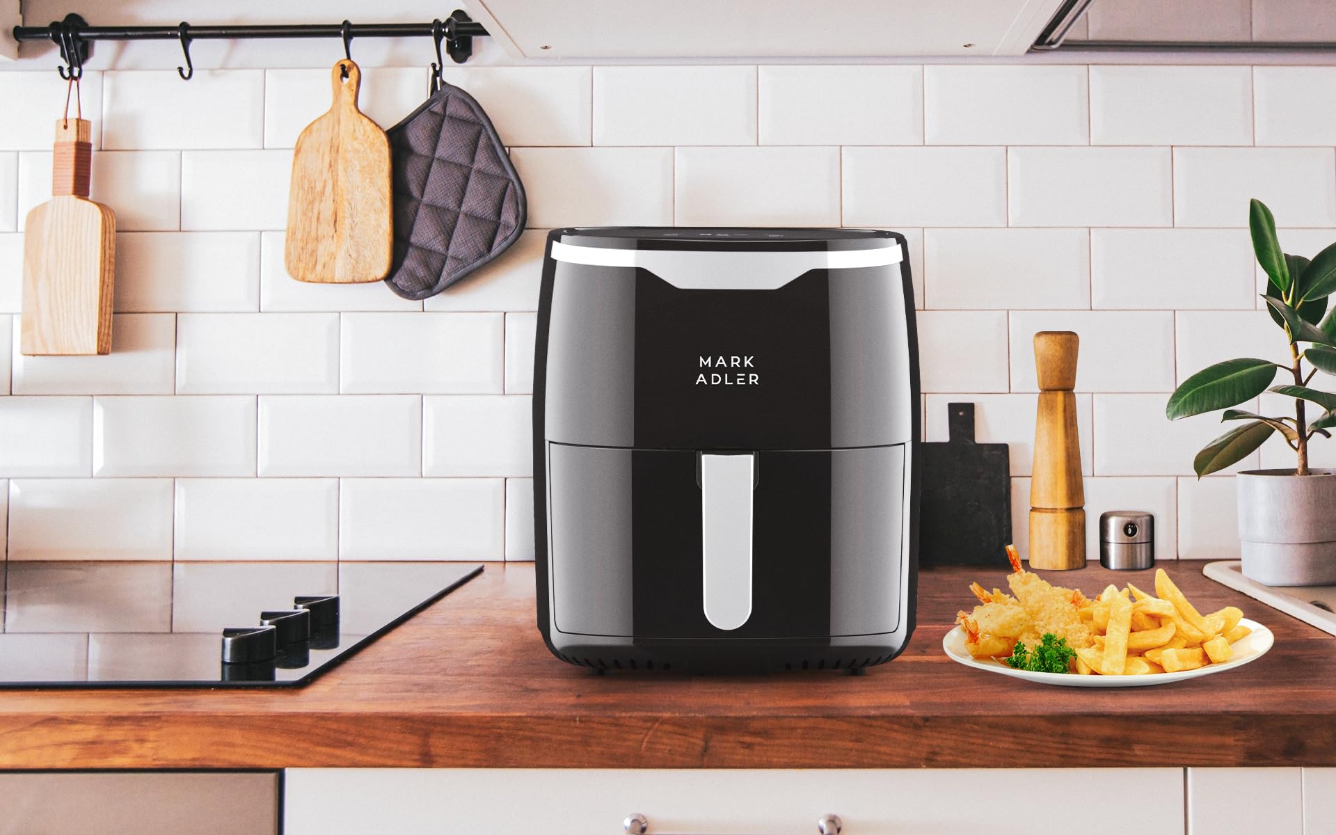 VERTENZ Taste 50 | Freidora de aire caliente compacta Airfryer XL, 5 litros de capacidad, 8 menús automáticos, 1400 W, pantalla táctil LED, cesta para freír antiincrustante, sin grasa