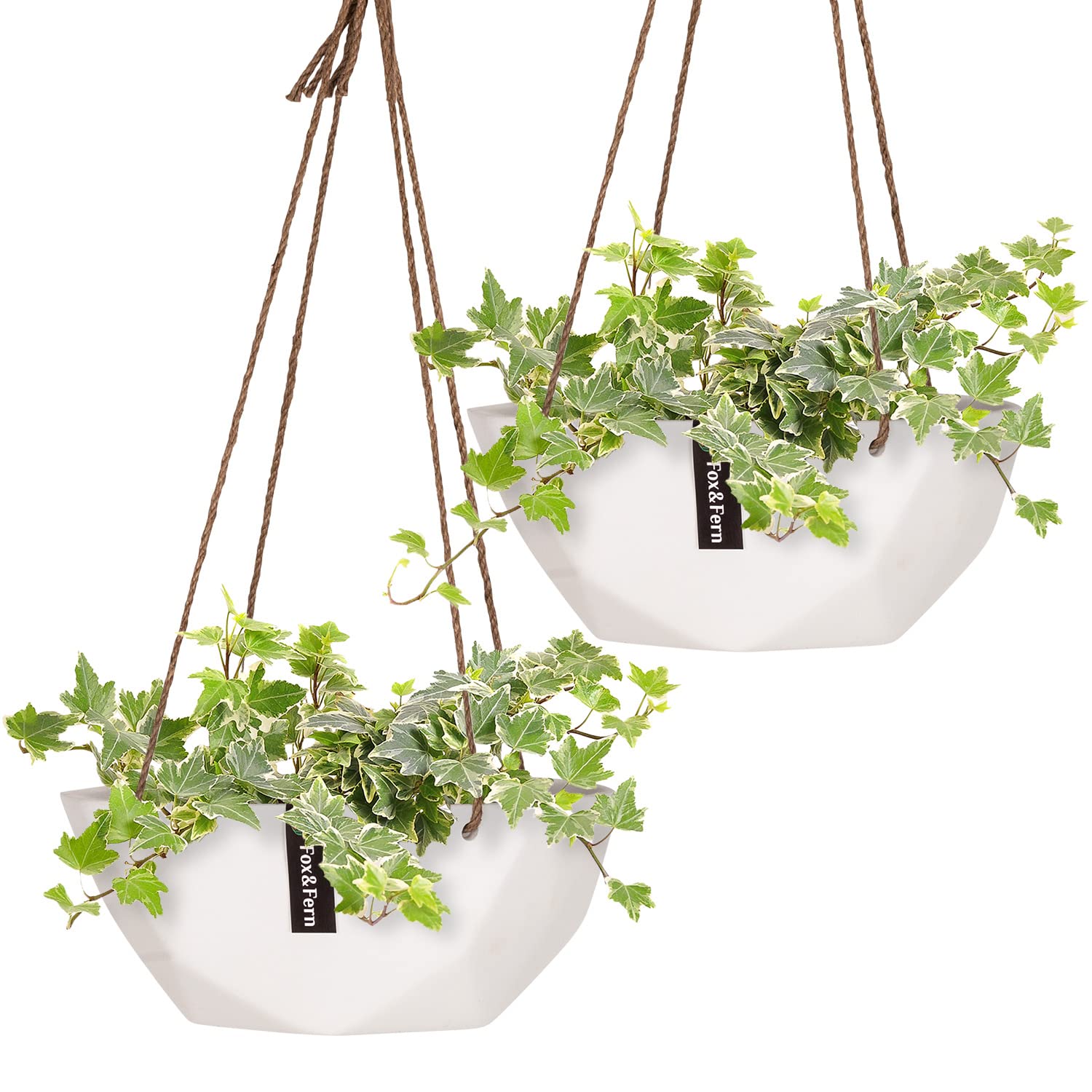 blumfeldt Blumentopf hängend Laren - Blumenampel Set 2er aus Polystone, Weiß