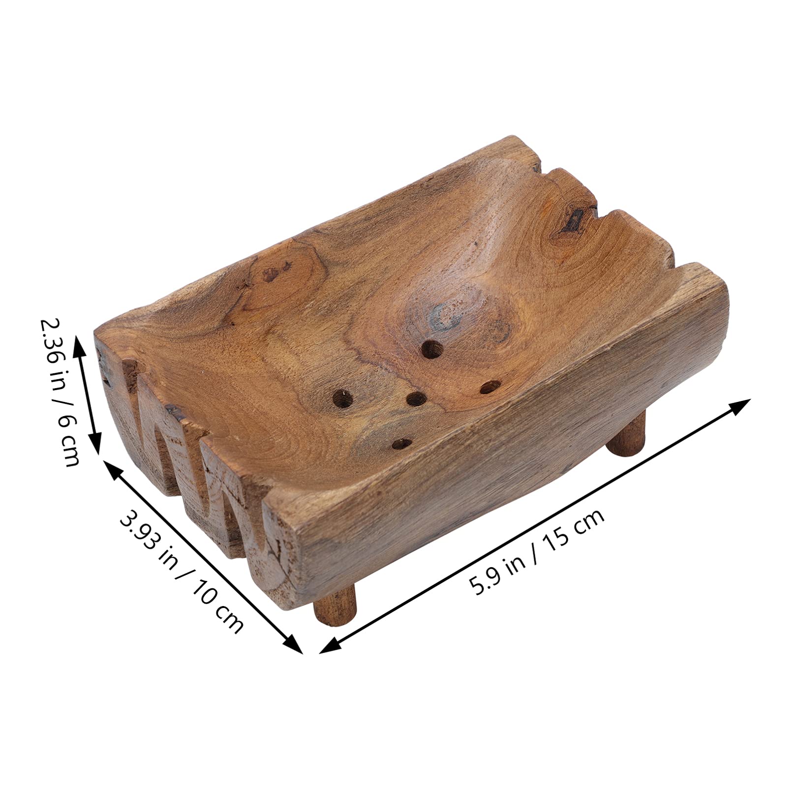 Jabonera De Madera Maciza Color Café Patas, Organizador y Caja De Almacenamiento para Baño y Cocina, Soporte Drenante para Jabón, Práctico y Natural, Juego 1 Unidad