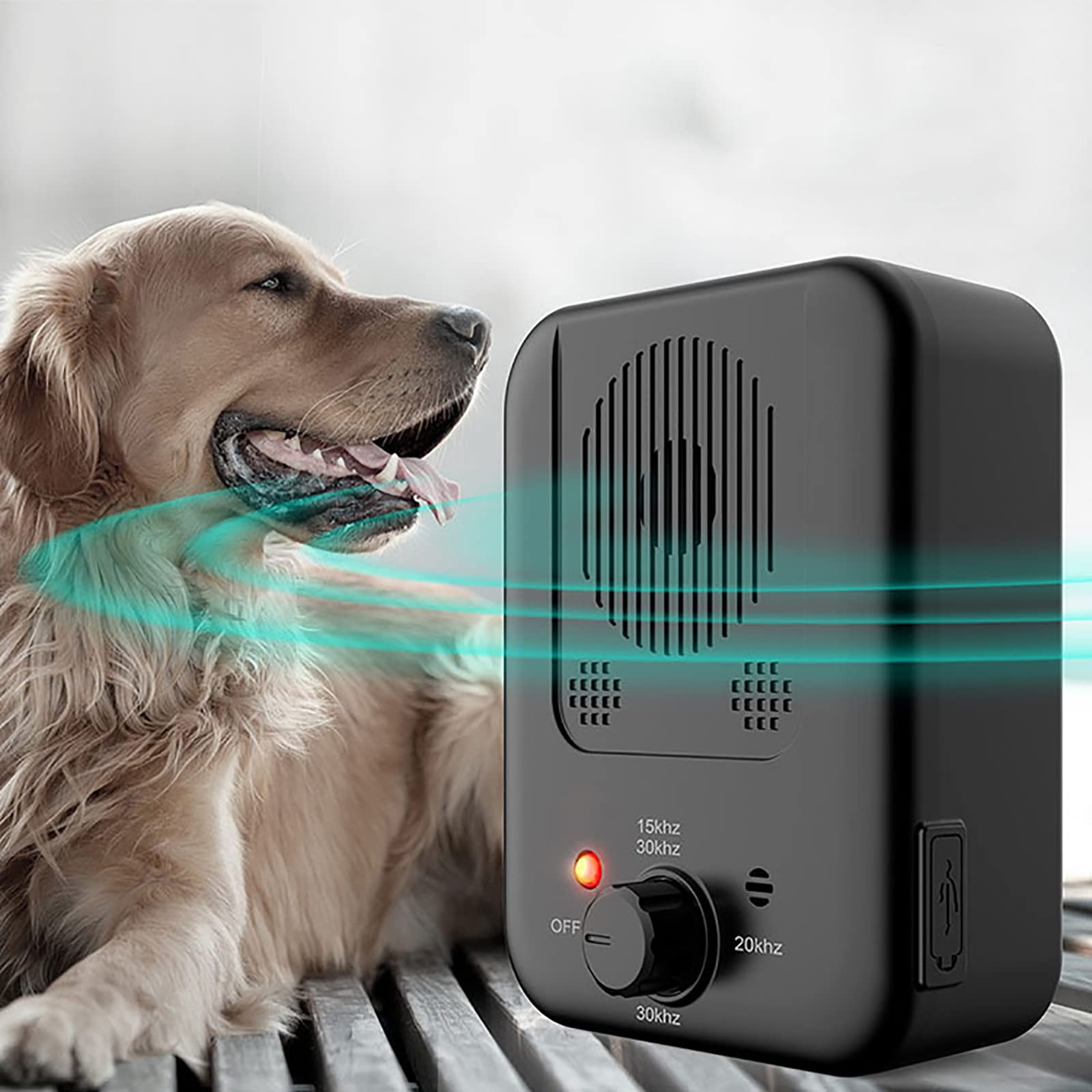 Dispositif anti-aboiements avec sensibilité et fréquence réglables - Contrôle des aboiements soniques pour chiens - Convient pour l'intérieur et l'extérieur