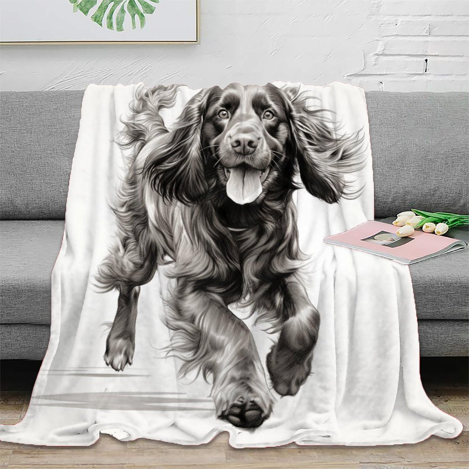 3D Printed English Cocker Spaniel Blankets Soft And Warm Super Soft Cozy Fuzzy Warm Throws with Anti-wrinkle/anti-tarnishing Lightweight for Bed And Sofa And Couch, Kids Adults 70x80inch(180x200cm)