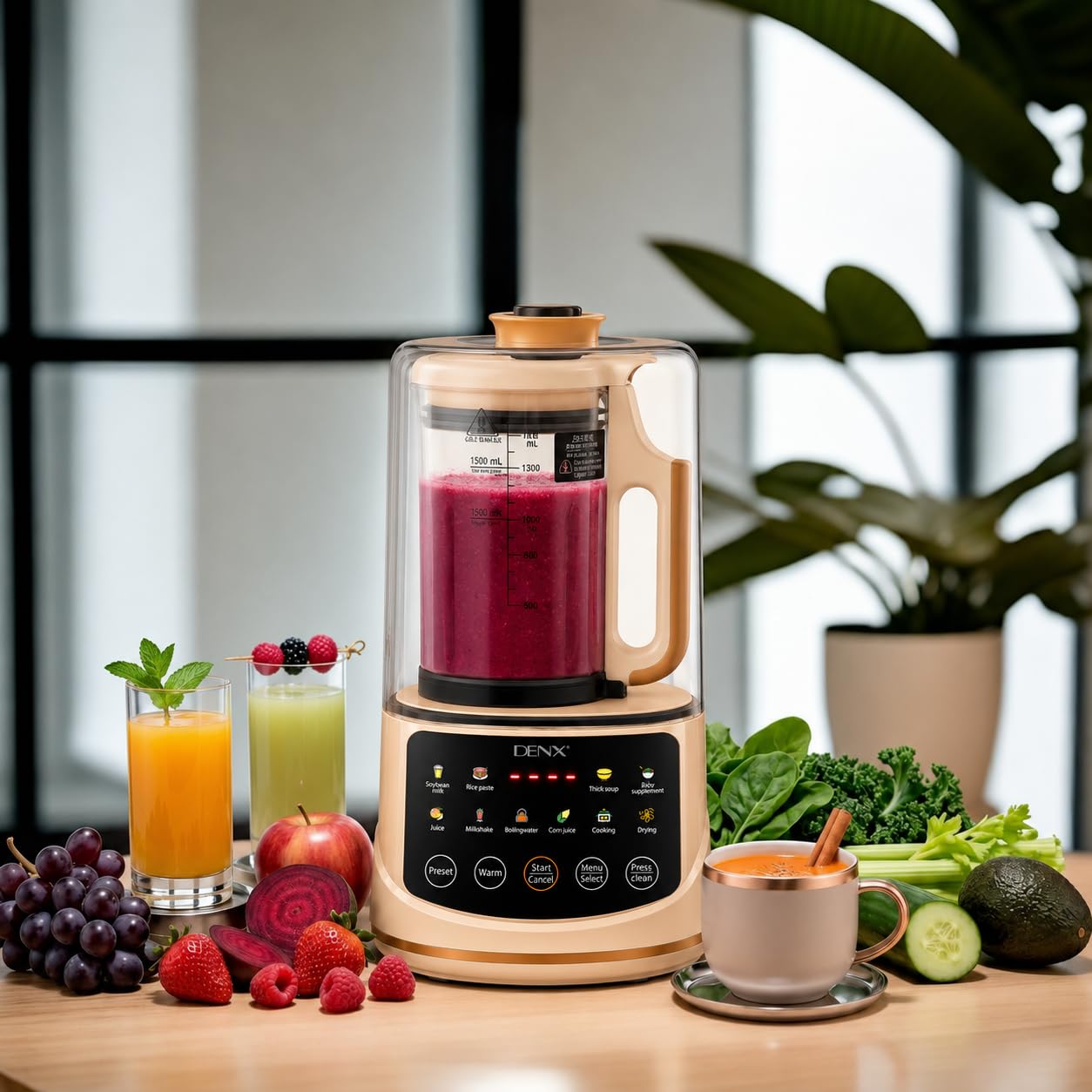 Smart Cooking Blender Hot & Cold Soup Maker Baby Food Processor Soy & Nut Milk Maker Smoothie Mixer Ice Crusher Self-Cleaning Blender with Glass Jar and Stainless Steel Blades. (BIG)-picture-16
