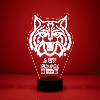 Custom University of Arizona U of A Wildcats Mascot LED Sign Night Light Lamp with Remote, Personalized Name, Text, Officially Licensed from the CLC by Mirror Magic Gifts, Made in the USA