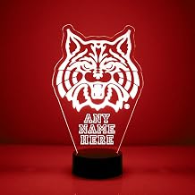 Custom University of Arizona U of A Wildcats Mascot LED Sign Night Light Lamp with Remote, Personalized Name, Text, Officially Licensed from the CLC by Mirror Magic Gifts, Made in the USA