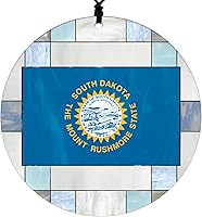 Vista 52 de New Hampshire Christmas Ornament - Faux Stained Glass Design Effect Featuring State Flag - 2026 Hanging Acrylic Disc Decoration for Tree - Unique