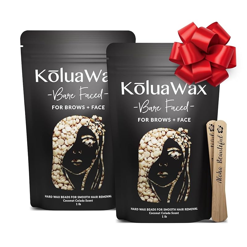 KoluaWax Grânulos de Cera para Depilação Facial com Coco Colada, Pacote com 2, 907 g
