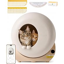 Furrytail Automatic Litter Box Self Cleaning, Kitty Litter Box, Smart Safety Sensors, Advanced Odor &amp; Leak Control, Large Capacity for Multi Cat Homes, with App Control &amp; 40 Trash Bags,Cream