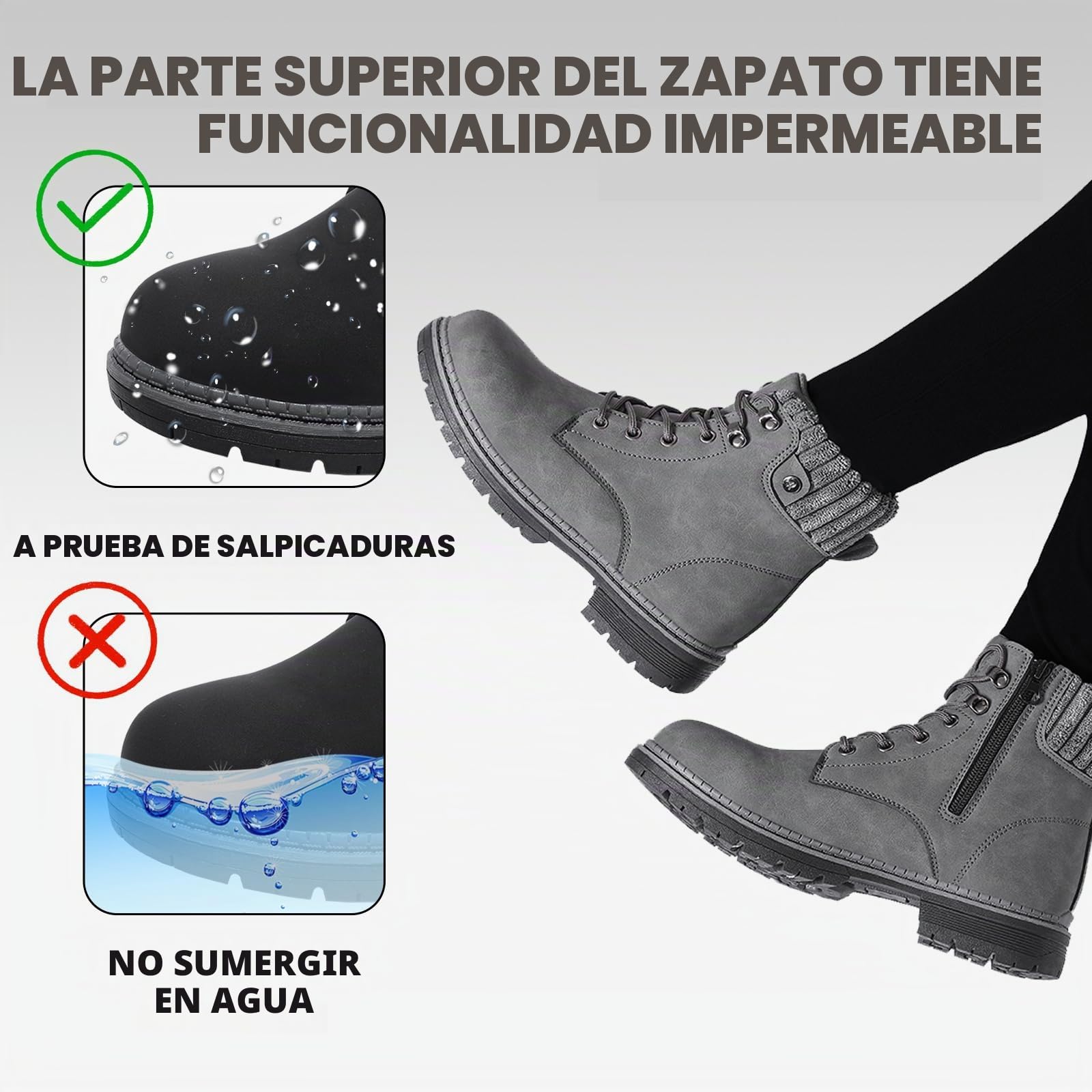 Mujeres Senderismo Nieve Invierno Botas Impermeables Botines de Nieve Senderismo Botas Calientes Fur Forro Boots Outdoor Antideslizantes Trekking Zapatos Gris 39EU