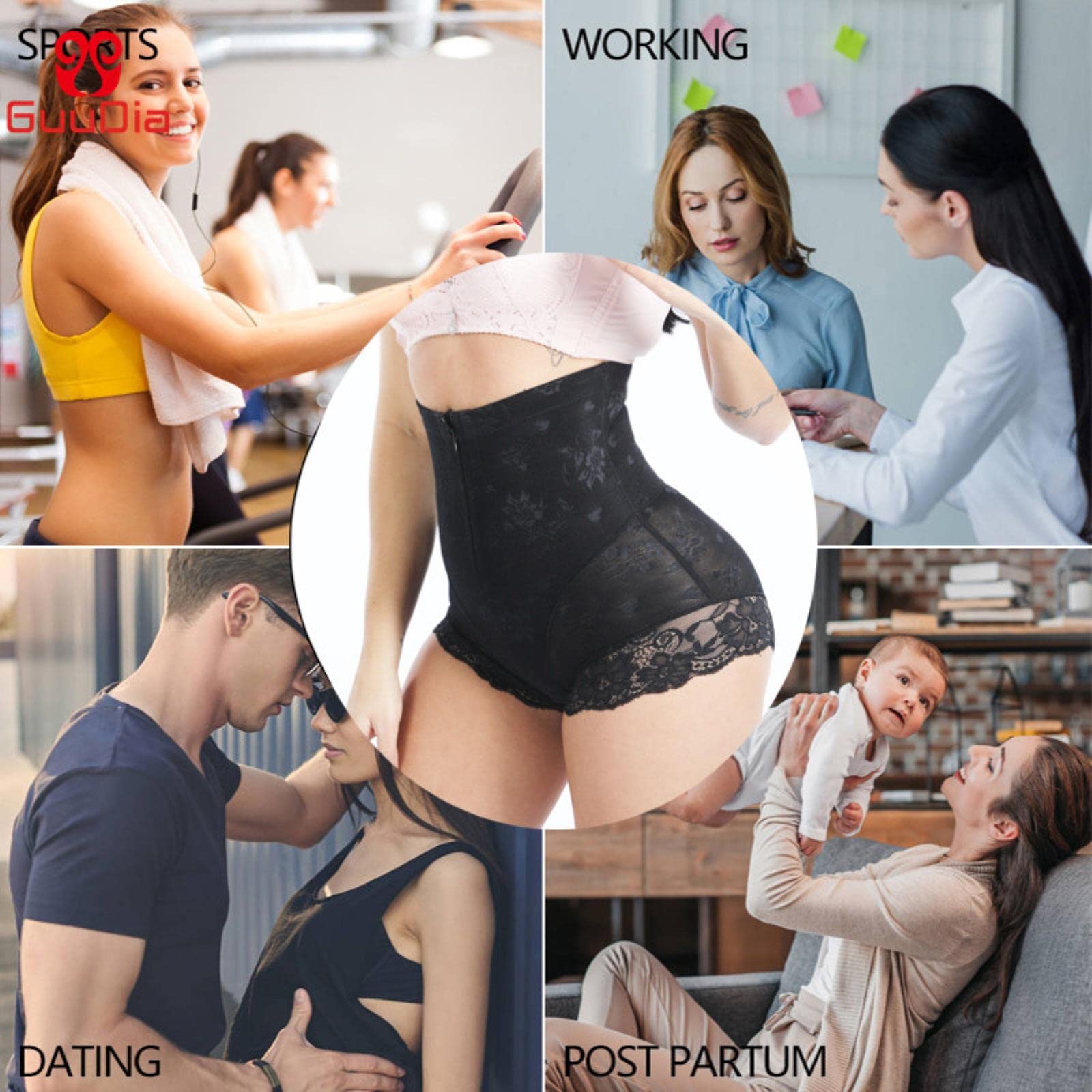 Majtki modelujące Seksowne koronkowe kształtowniki Body Shaper z zamkiem błyskawicznym Podwójna kontrola Majtki Damskie Bielizna modelująca Seksowna koronkowa talia Trener