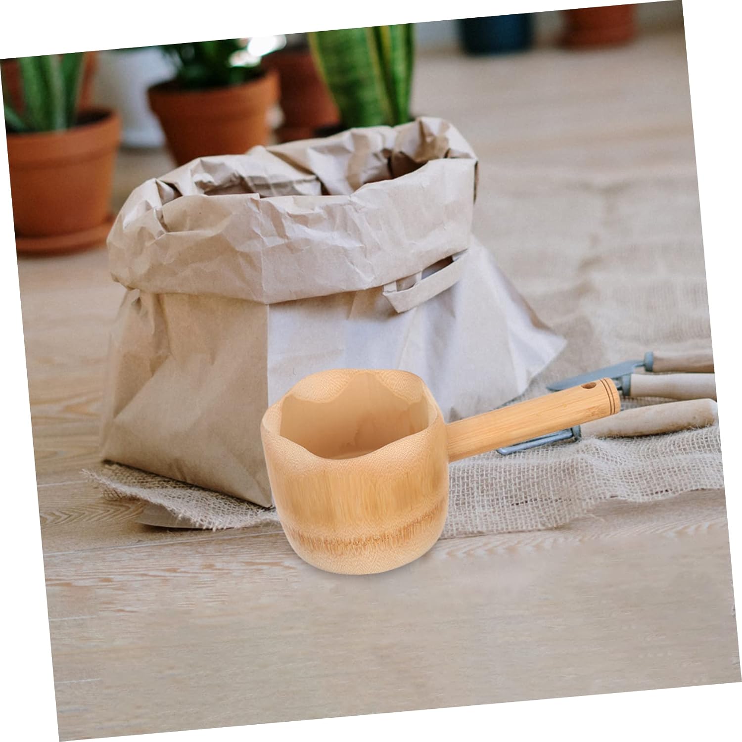 Bamboo Water Ladle with Long Handle, Large Creative Water Scoop
