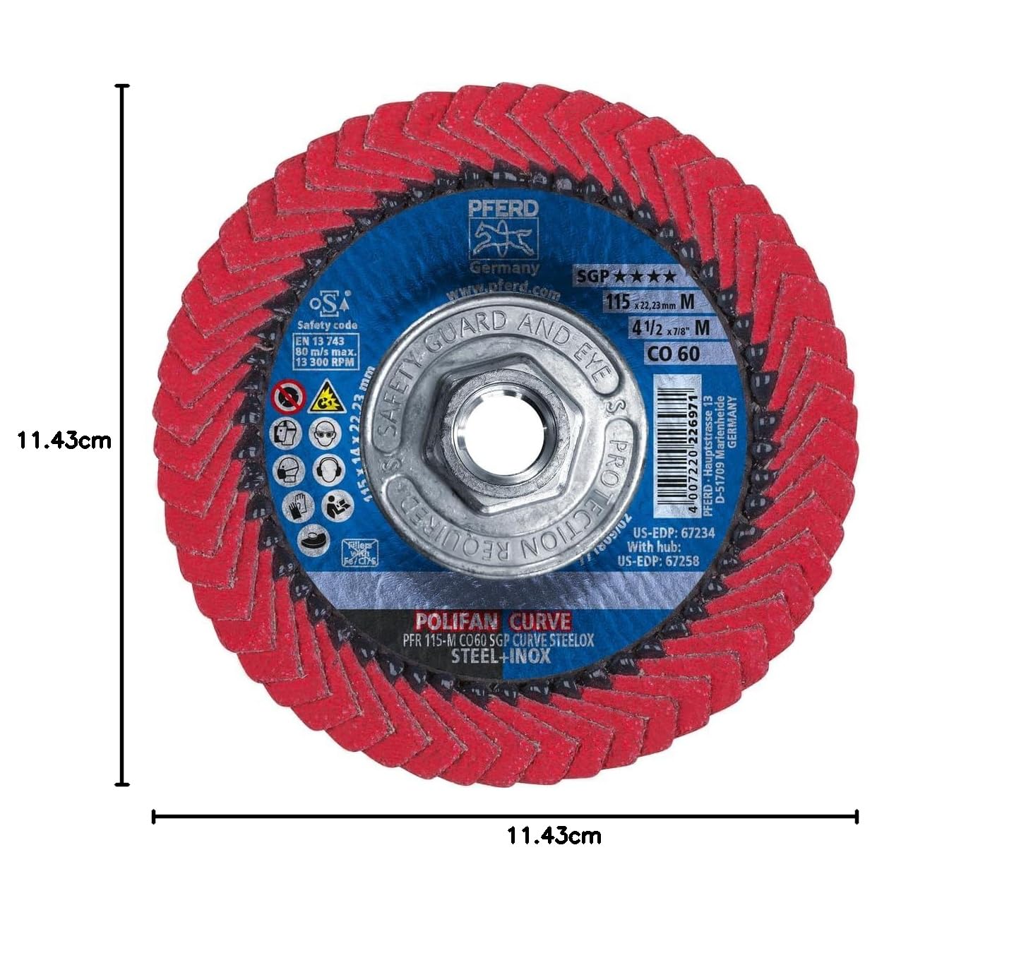 Pferd 69818 disco piatto, tipo 1, ossido di alluminio, 12,7 cm di