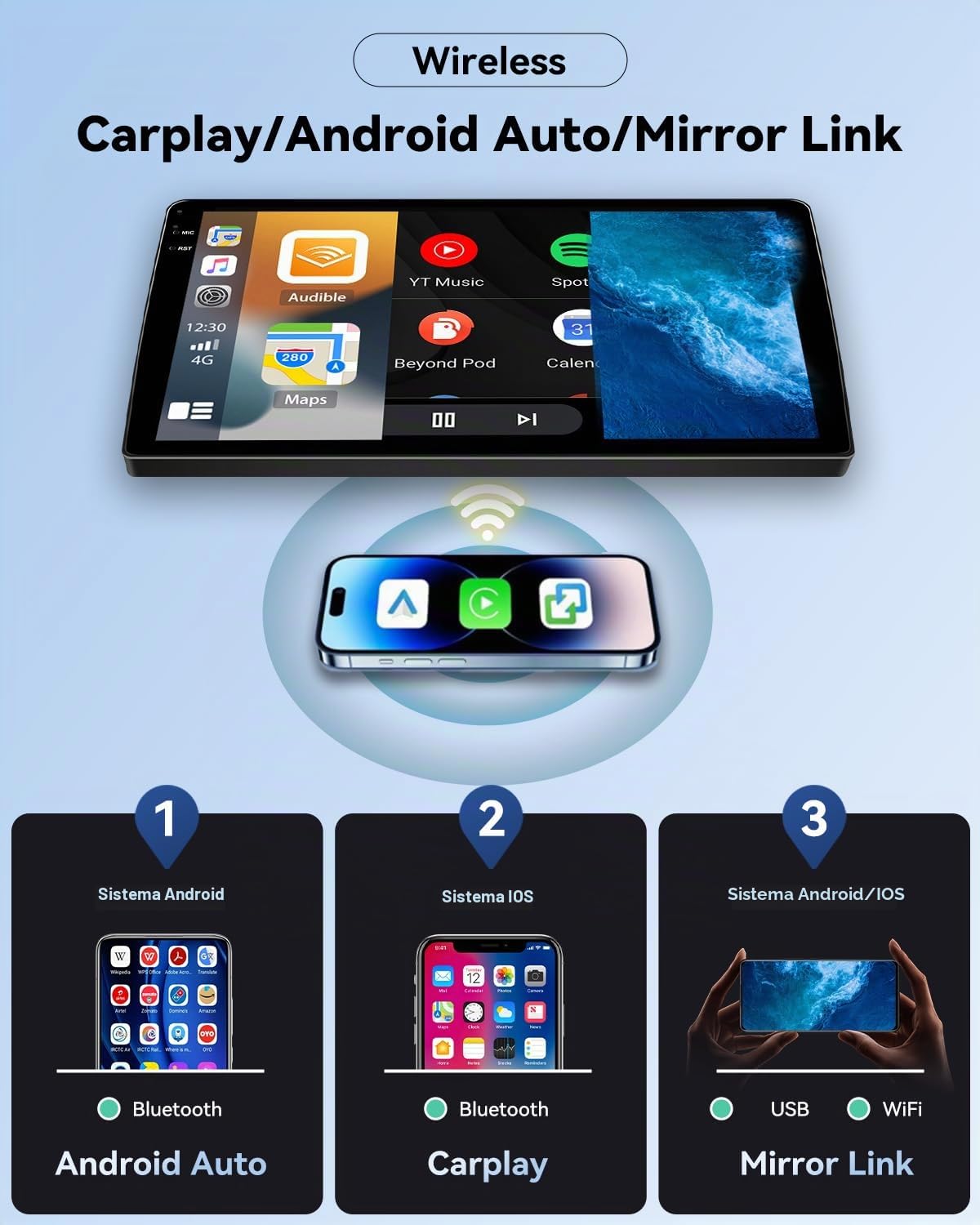 SIXWIN 4+64G Android 15 Autoradio per Nissan X-Trail Qashqai J11 T32 Rouge 2014-2018 con Wireless CarPlay/Android, 10.1" HD Schermo Navigatore con WiFi GPS Bluetooth 5.0 FM RDS EQ Radio +Telecamera