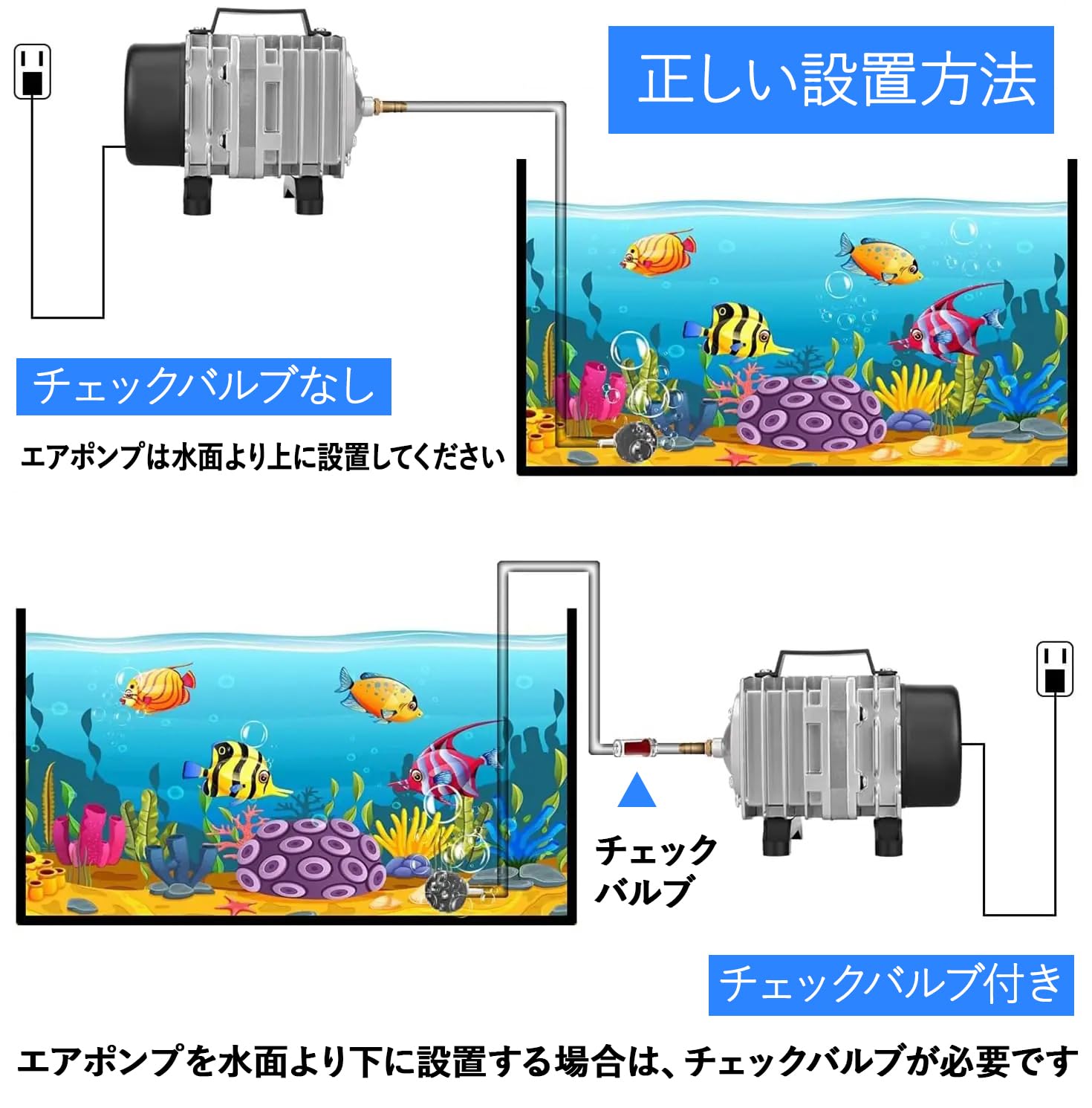 Amazon | 電磁エアーポンプ 水槽酸素ポンプ エアポンプキット水族館 