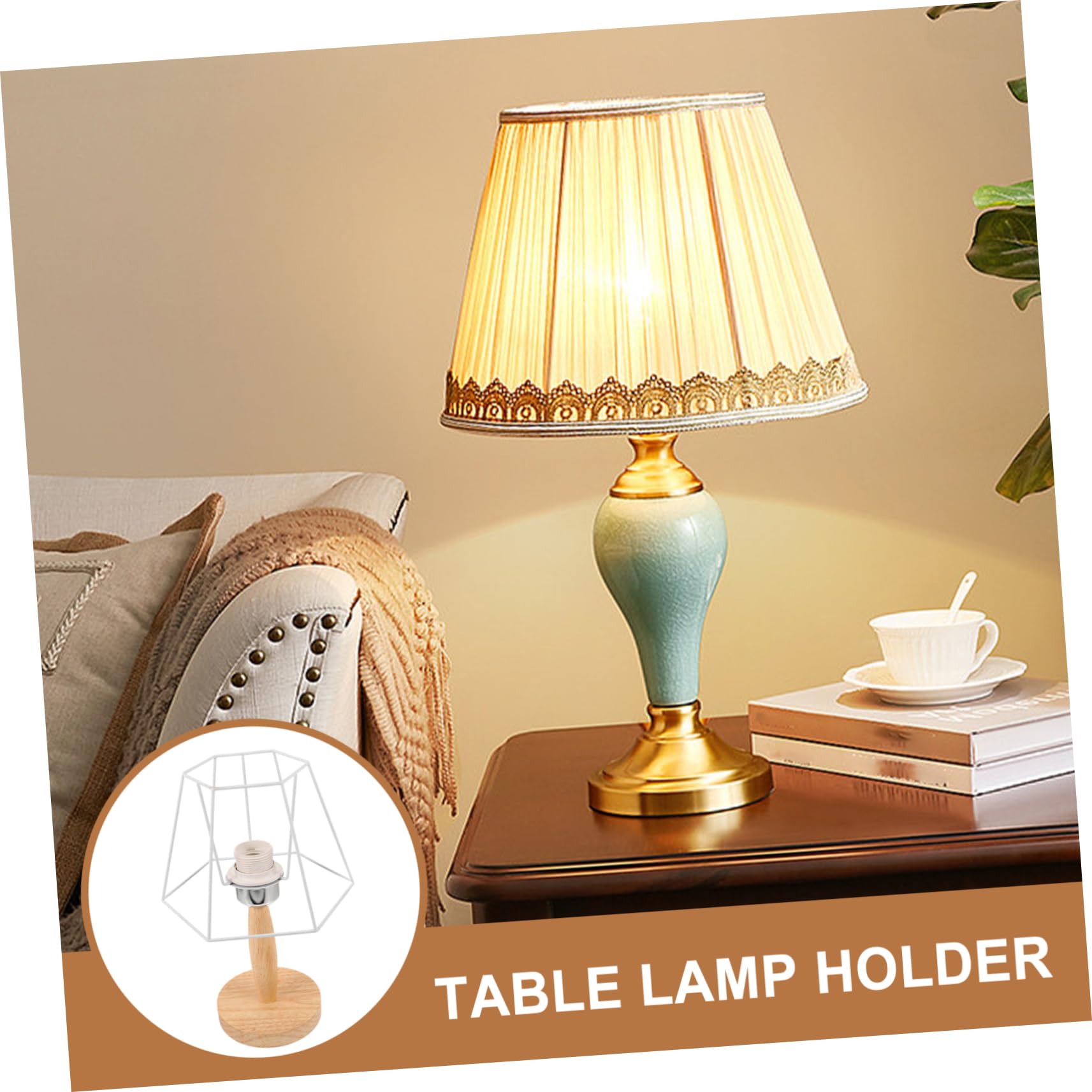 Hemobllo Lampada da Tavolo in Ferro e Legno, Decorativa e Robusta, Fai da Te, per Soggiorno e Comodino, Stile Moderno e Semplice