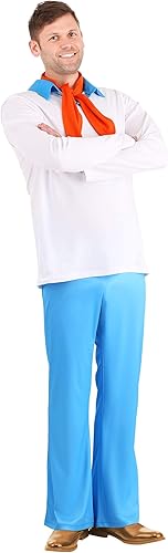 Disfraz de Scooby Doo Fred para hombre de talla grande, personaje ficticio de Scooby-Doo, disfraz de Halloween para resolver misterios