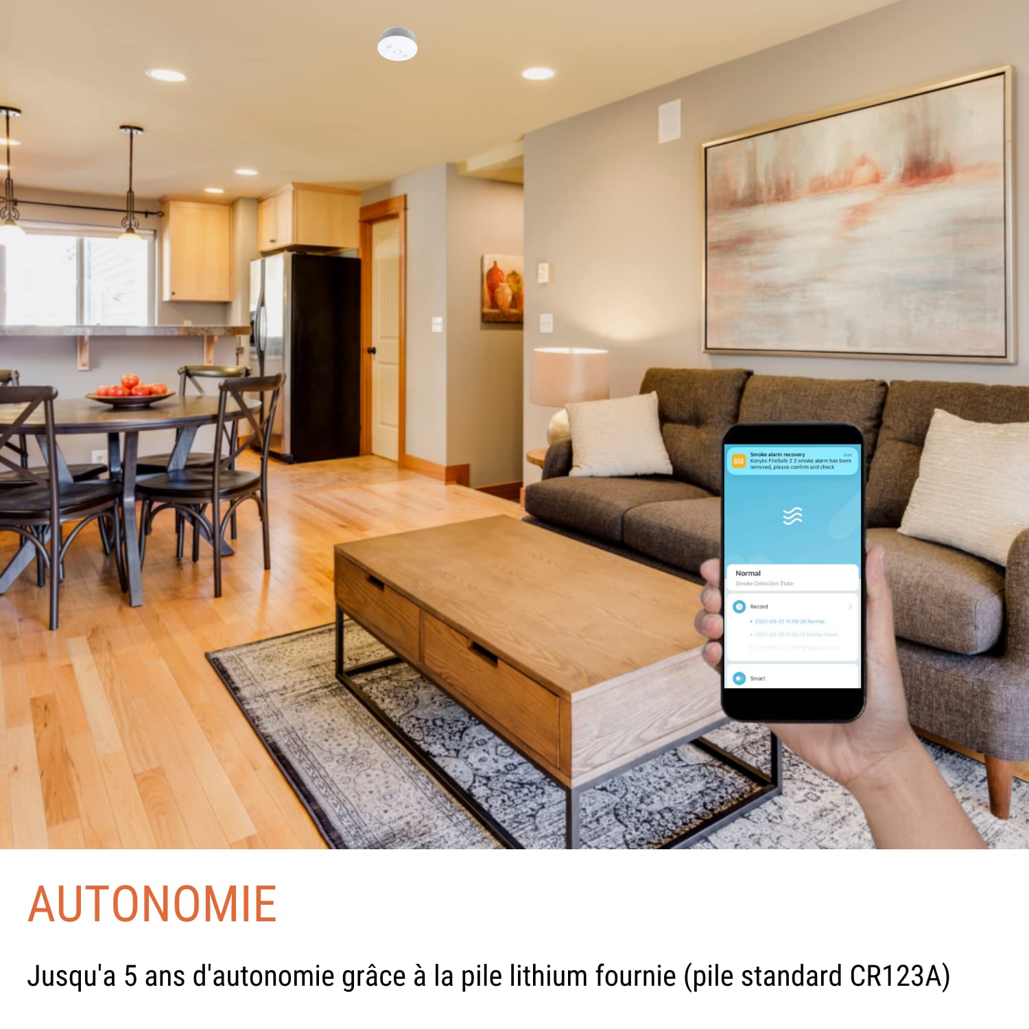 Accessoires Maison connectée Konyks Detecteur de fumee connecte Easy Wi-FI + Bluetooth Blanc