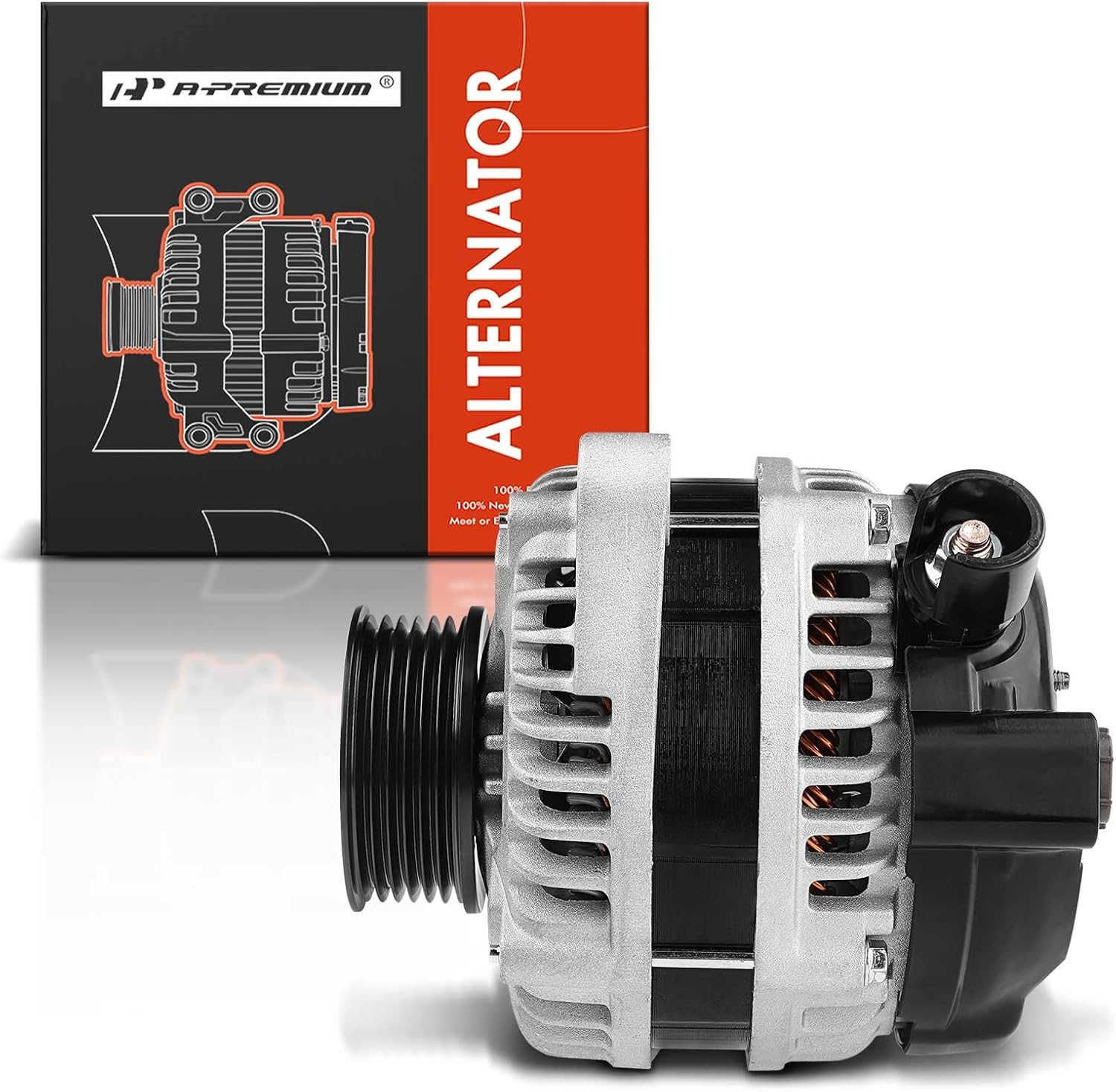 A-Premium Alternator Compatible with Honda Odyssey 2007, Pilot 2007-2008, Ridgeline & Acura TL 2006-2008, MDX, RL, 3.2L 3.5L 3.7L, 130Amp 12V CW 6-Groove Pulley, Replace# 31100-RDJ-A01, 400-52252R