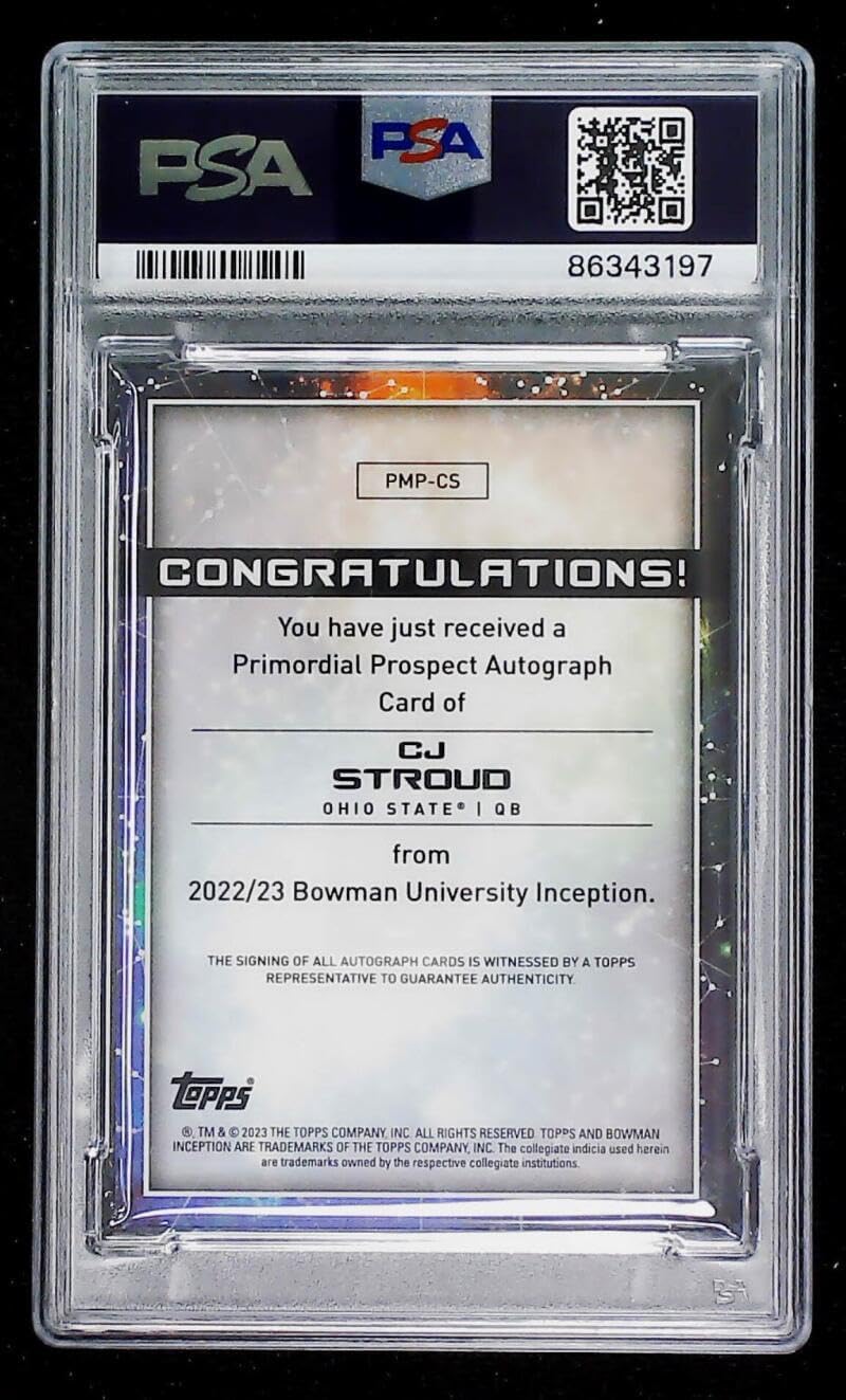 2022 Bowman University Inception Autograph #PMP-CS C.J. Stroud RC Rookie AUTO 48/50 Football Trading Card Graded PSA 9 (MINT) Houston Texans