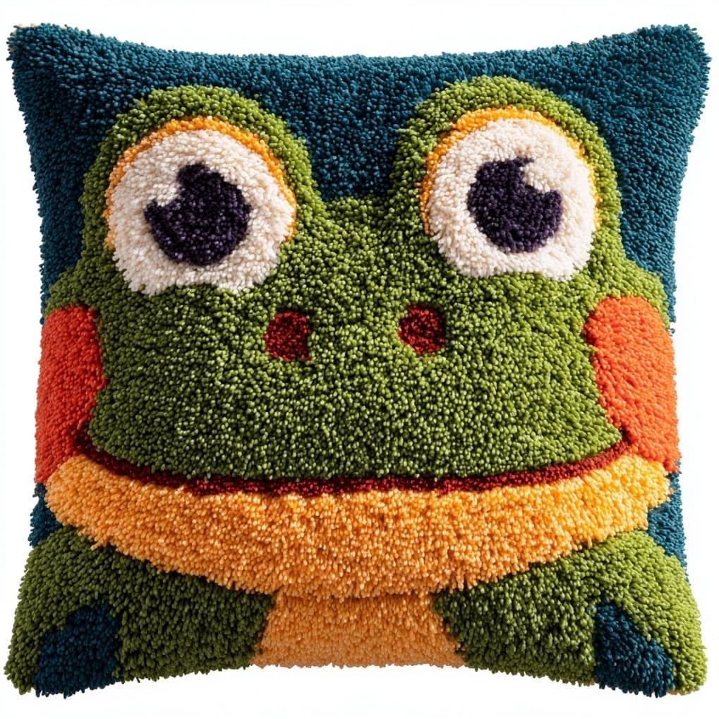 AxiangziK Latch Hook Pillow Kit for Beginners,Cartoon Frog