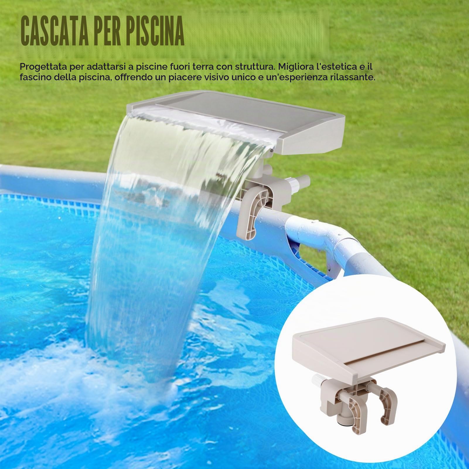Cascata per piscine rialzate Accessorio decorativo con design rimovibile e struttura solida, ideale per creare un'atmosfera rilassante in piscine framed giardini o cortili